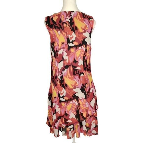 Mlle Gabrielle Womens Floral Print Sleeveless Ruffle Hem Dress Size 14 - Picture 3 of 7